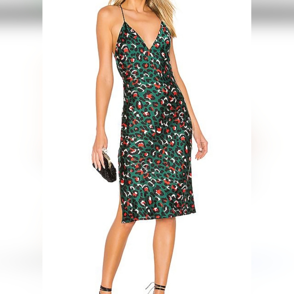 Superdown sexy green leopard dress open back REVOLVE small